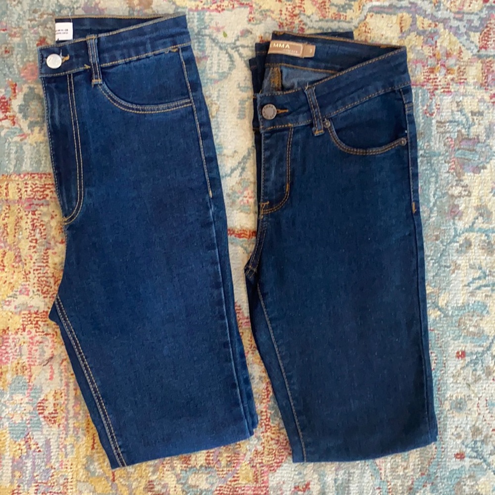 Zara jeans (size 6) and Emily jeans (size 3)